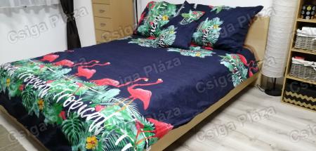 Fekete alapon ciklámen flamingó 6 részes ágynemű garnitúra szett_product_product_product_product_product_product